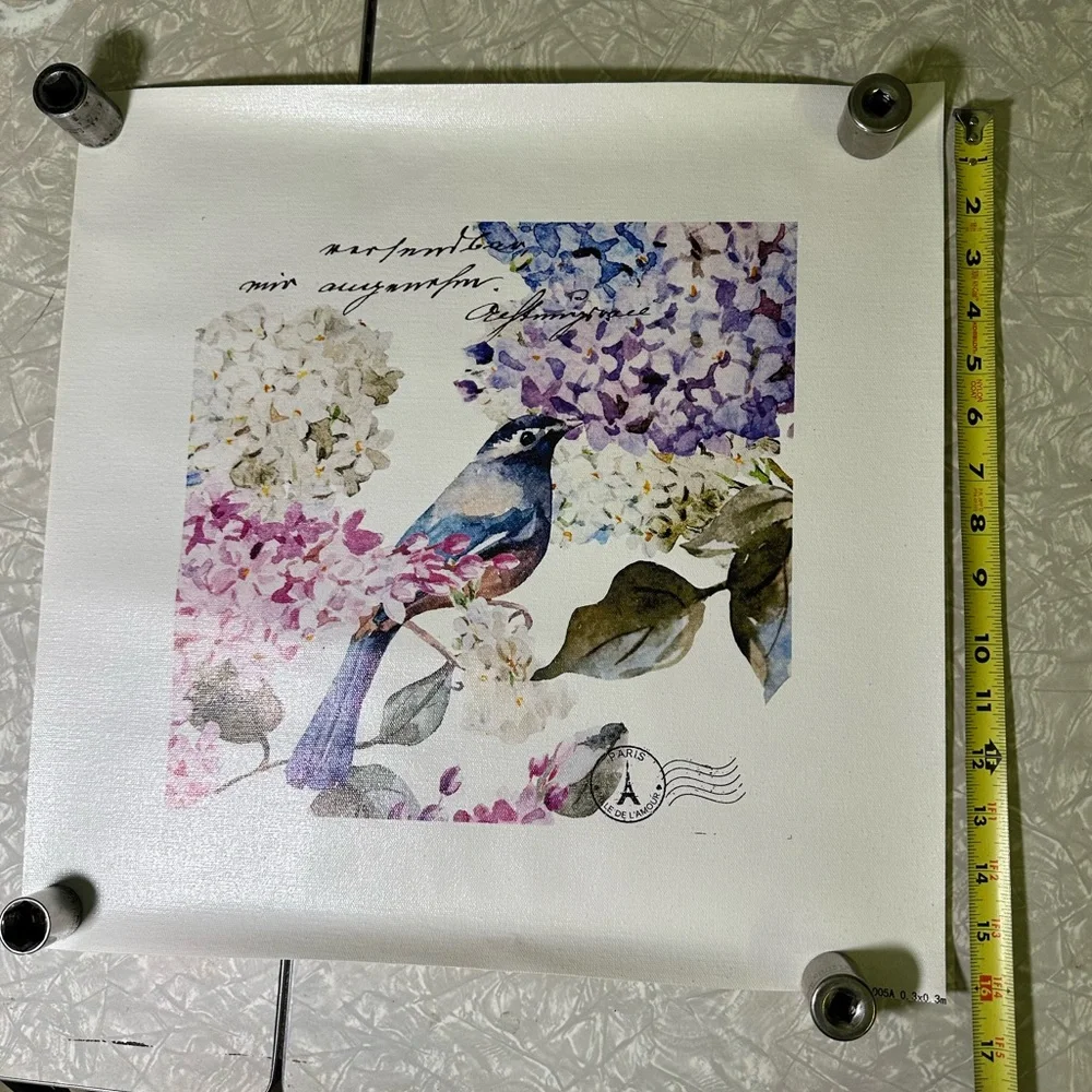 Printed art on loose unstretched‎ Canvas Bluebird Hydrangea Craft